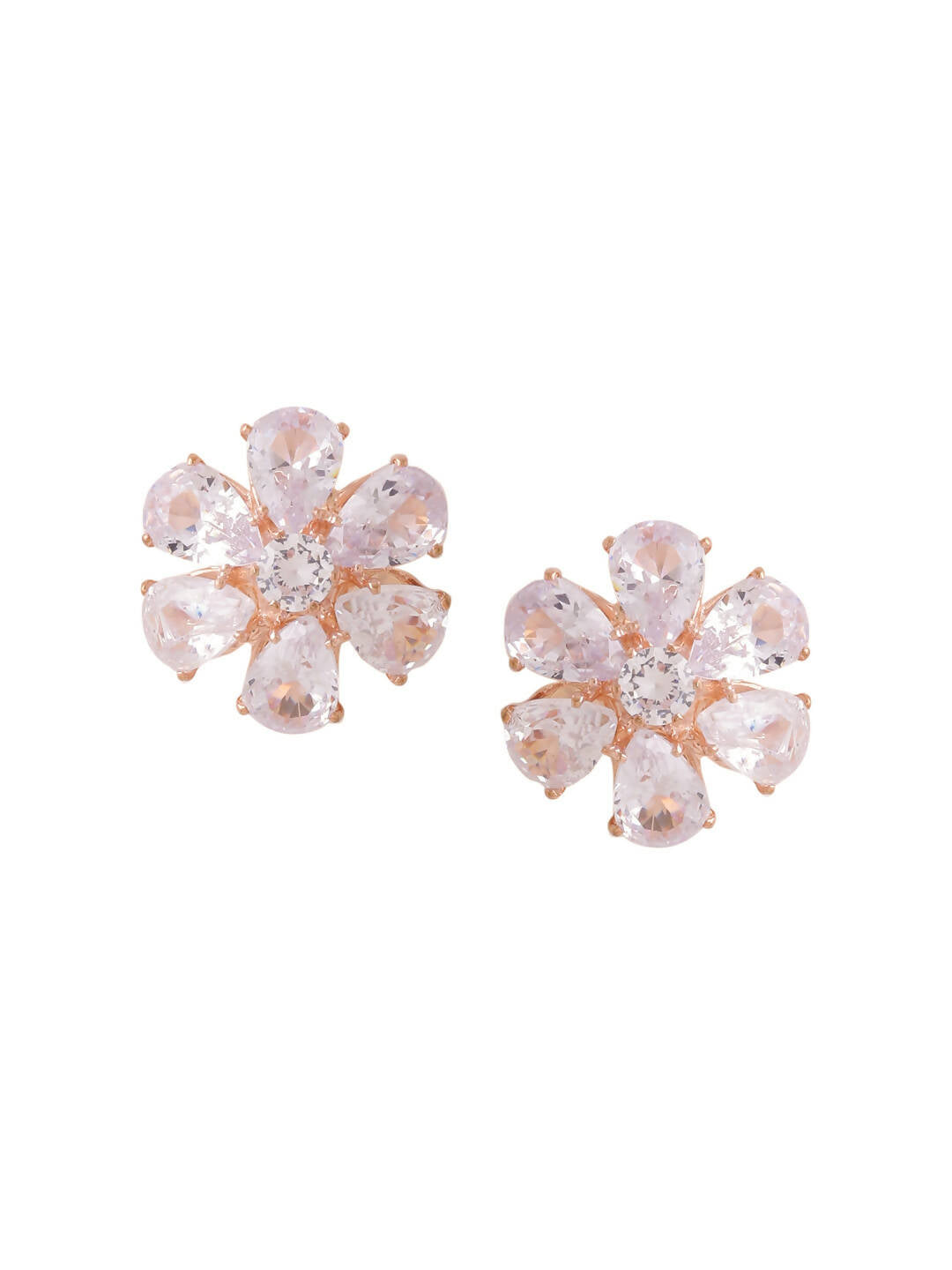 NVR Women Golden Cz Studded Studs Earrings | Grab2Buy