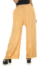 Mominos Fashion Moeza Reyon Cotton Golden Color Cut Work Palazzo | Grab2Buy
