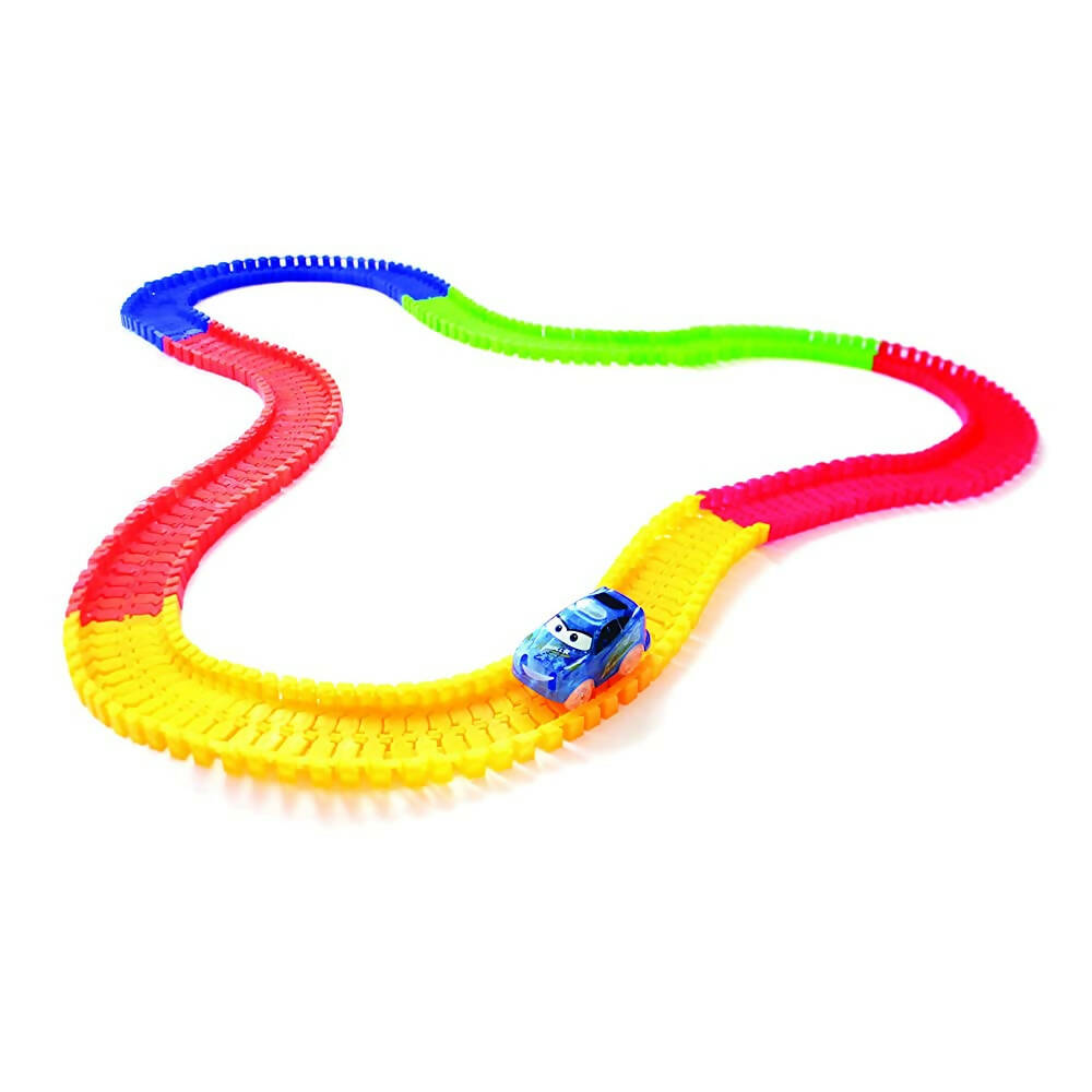 Kipa 2 Magic Race car with 238 Bend Flex and Glow Tracks, Plastic Magic 14 Feet Long Flexible Tracks Car Play Set for Kids (Multi Color) | Grab2Buy