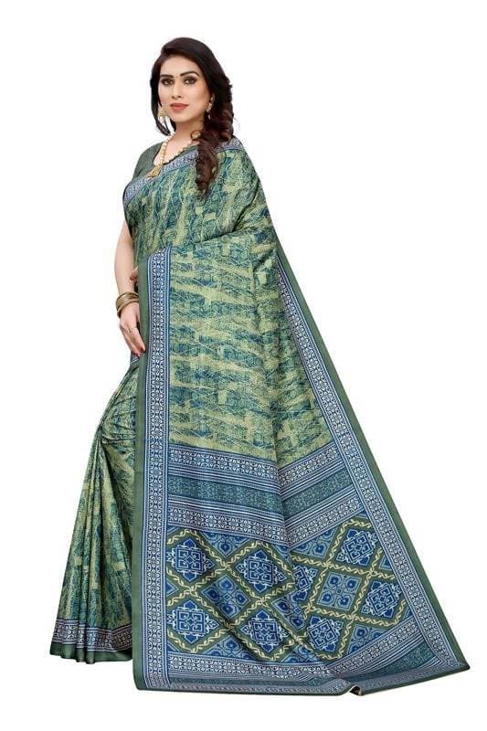 Vamika Printed Green Crepe Silk Saree (ICE GREEN) | Grab2Buy