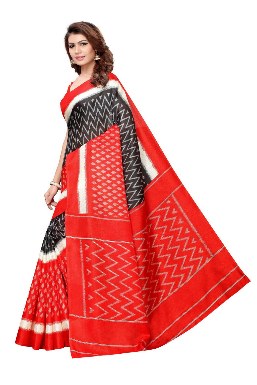 Vamika Red Kalamkari With Jhalar Khadi Silk Saree In Latest Fashion | Grab2Buy
