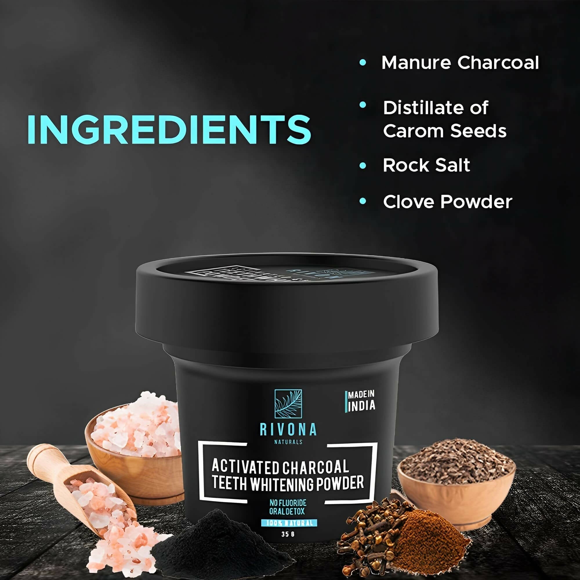 Rivona Naturals Activated Charcoal Teeth Whitening Powder | Grab2Buy