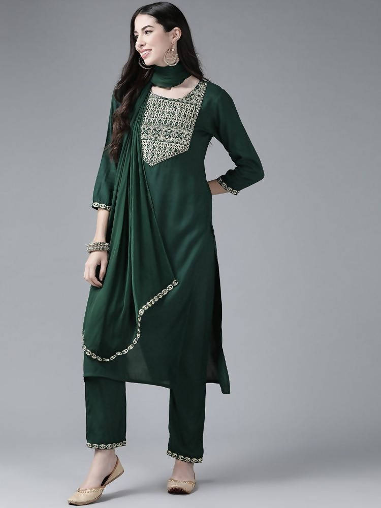 Yufta Women's Rayon Kurti With Pant Dupatta Set | Grab2Buy