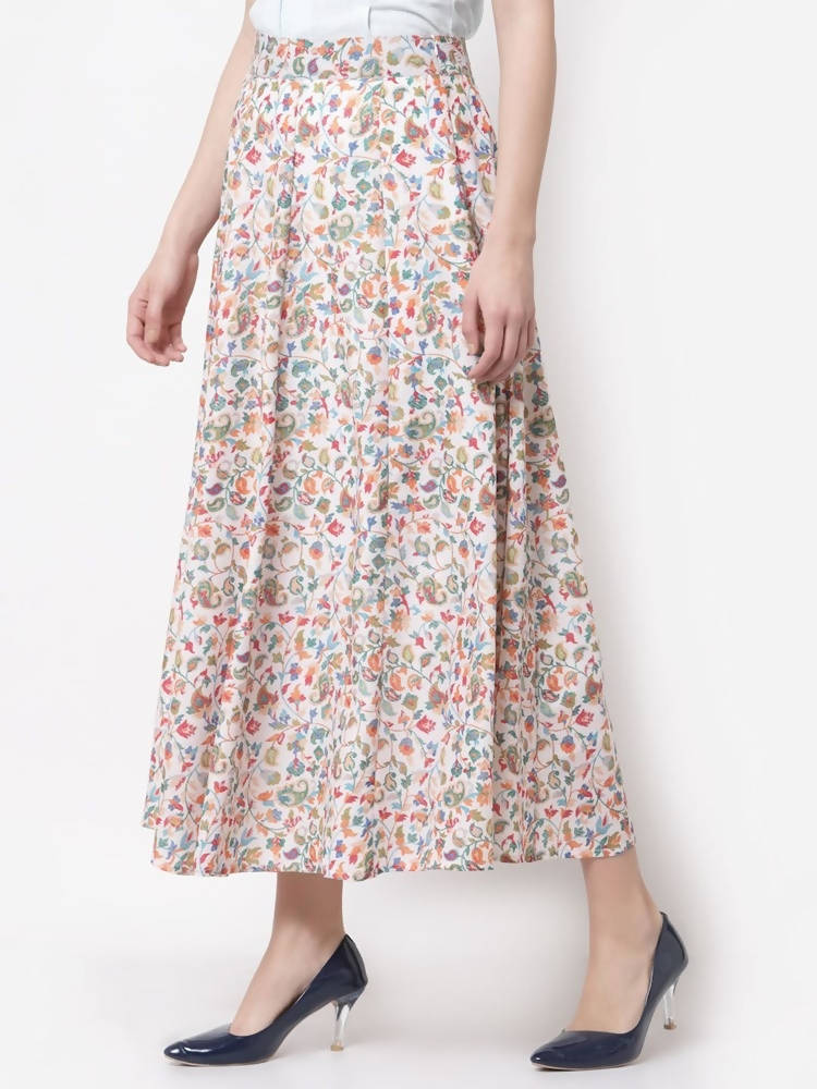 Myshka Multicolor Cotton blend Printed Skirt | Grab2Buy