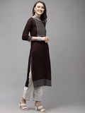 Yufta Women Brown Yoke Design Regular Sequinned Kurta with Palazzo & With Dupatta | Grab2Buy