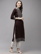 Yufta Women Brown Yoke Design Regular Sequinned Kurta with Palazzo & With Dupatta | Grab2Buy