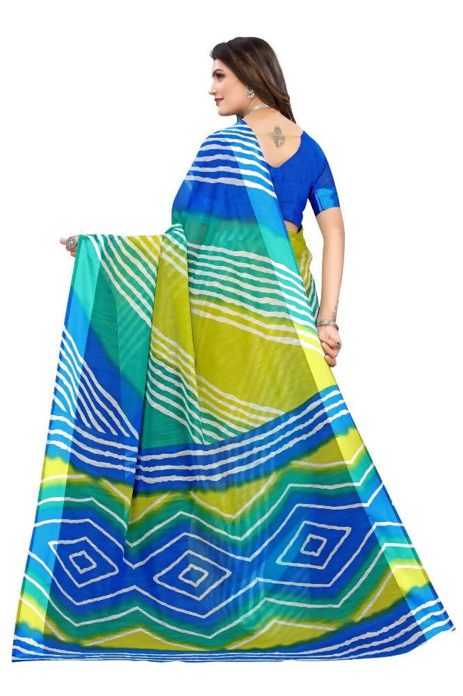 Vamika Blue Linen Satin Border Saree | Grab2Buy
