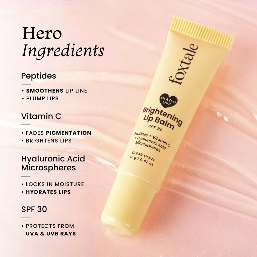 Foxtale Brightening SPF 30 Lip Balm - Clear Glaze (Vanilla), Brightens Lips, Reduces Pigmentation | Grab2Buy
