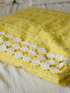 Diva Globe Customised Yellow Linen Saree With Flowers | Grab2Buy