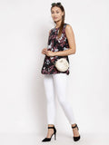 Myshka Women's Multi Crep Printed Sleeveless Round Neck Casual Top | Grab2Buy