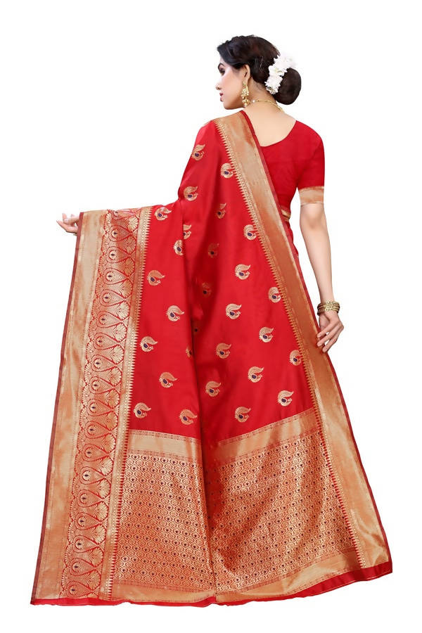 Vamika Banarasi Jacquard Weaving Red Saree (Siri Red) | Grab2Buy