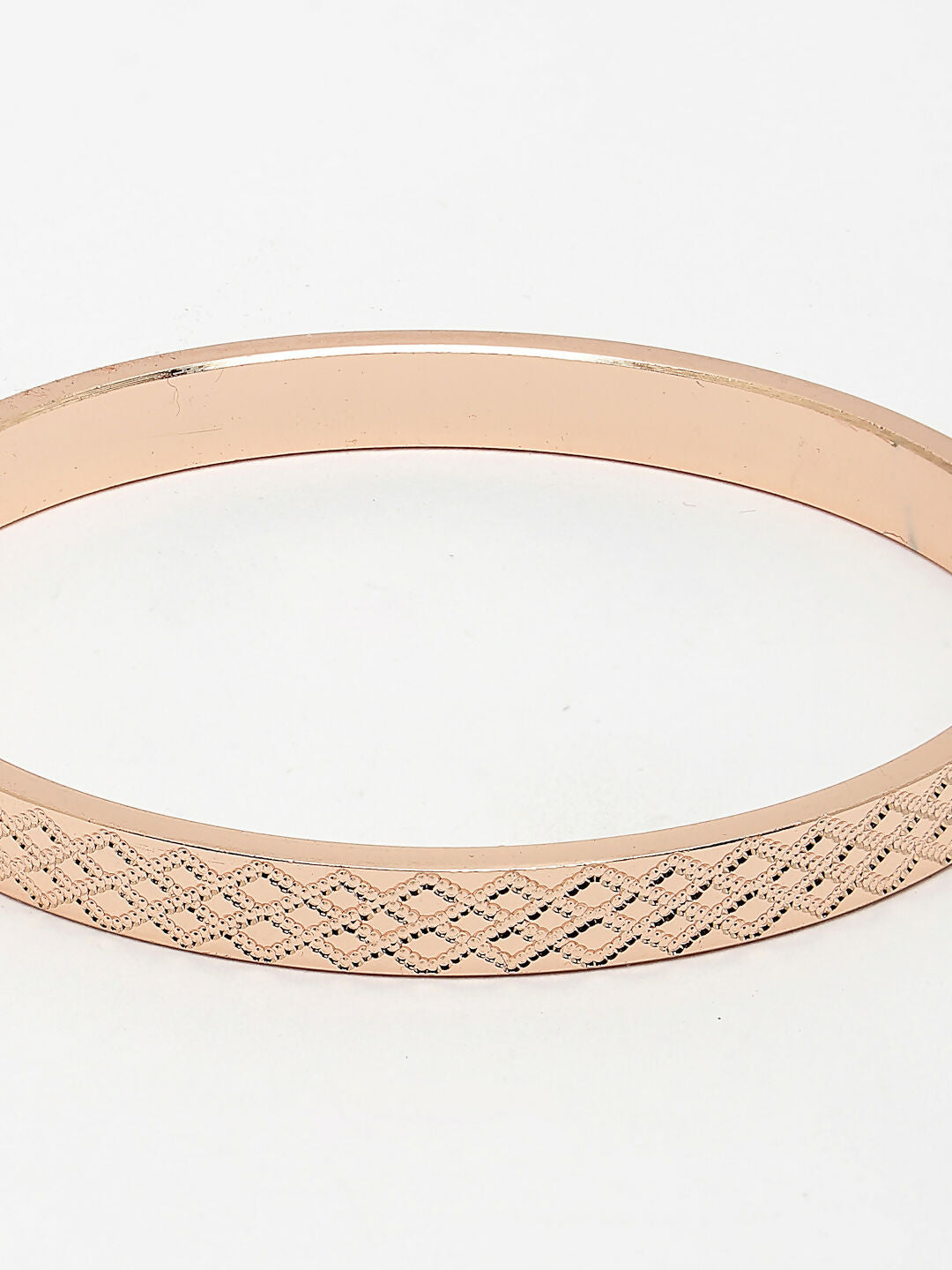 NVR Men's Rose Gold Stainless Steel Kada Bracelet