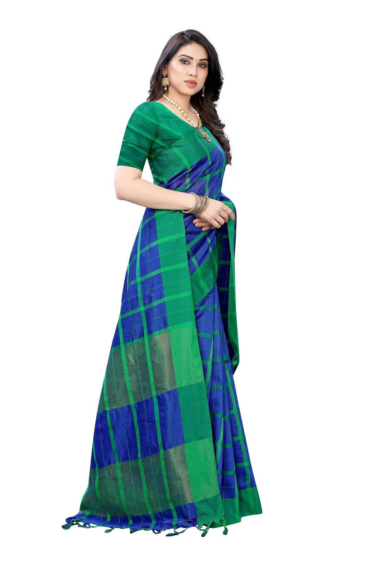 Vamika Navy Cotton Silk Weaving Saree (SATURN NAVY) | Grab2Buy