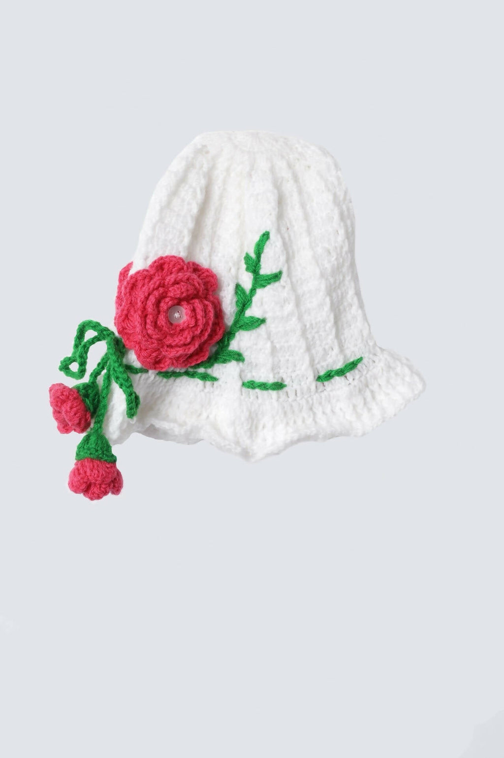 Chutput Kids Woollen Hand Knitted Rosetto Detailed Cap - White | Grab2Buy