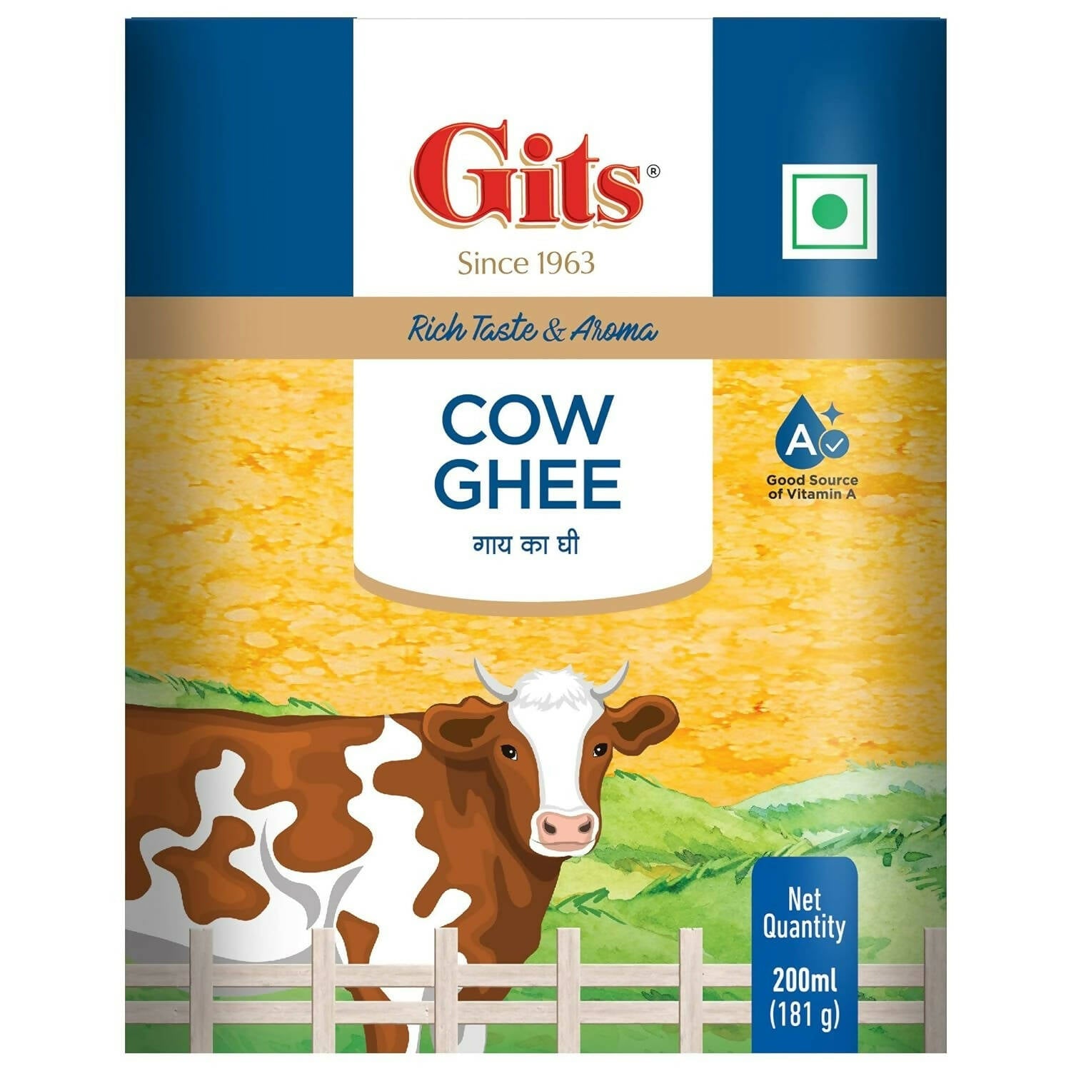 Gits Cow Ghee | Rich Taste & Aroma | Good source of Vitamin A, Delicious, Healthy & Nutritious | Grab2Buy
