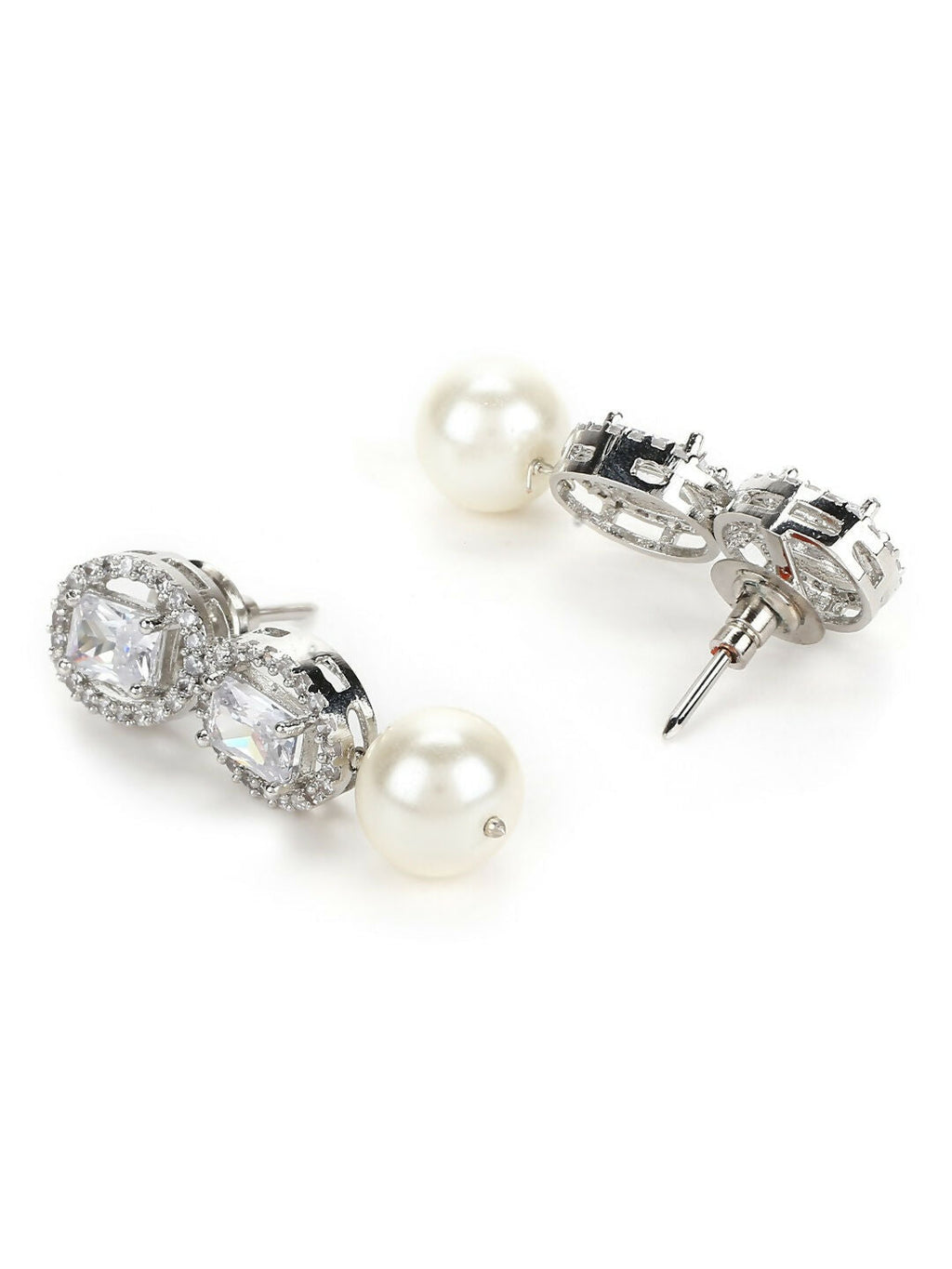 Stone Earrings with Pearls Drop- Ruby Raang | Grab2Buy