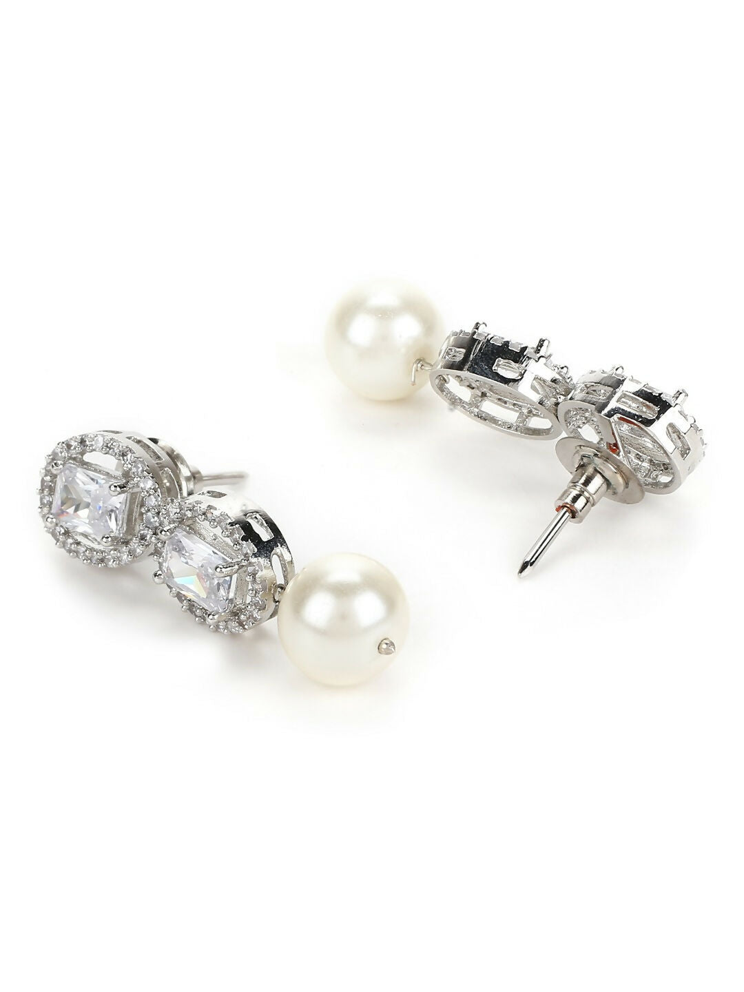 Stone Earrings with Pearls Drop- Ruby Raang | Grab2Buy