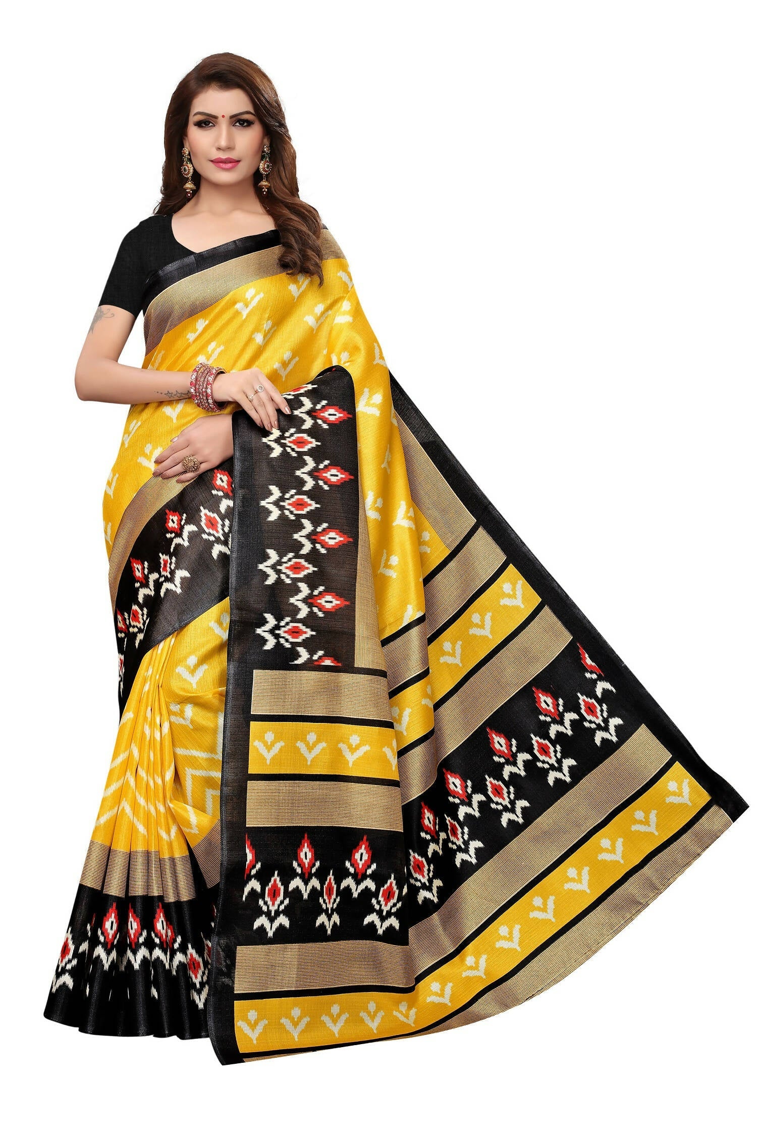 Vamika Kalamkari With Jhalar Khadi Silk Saree In Yellow Color | Grab2Buy