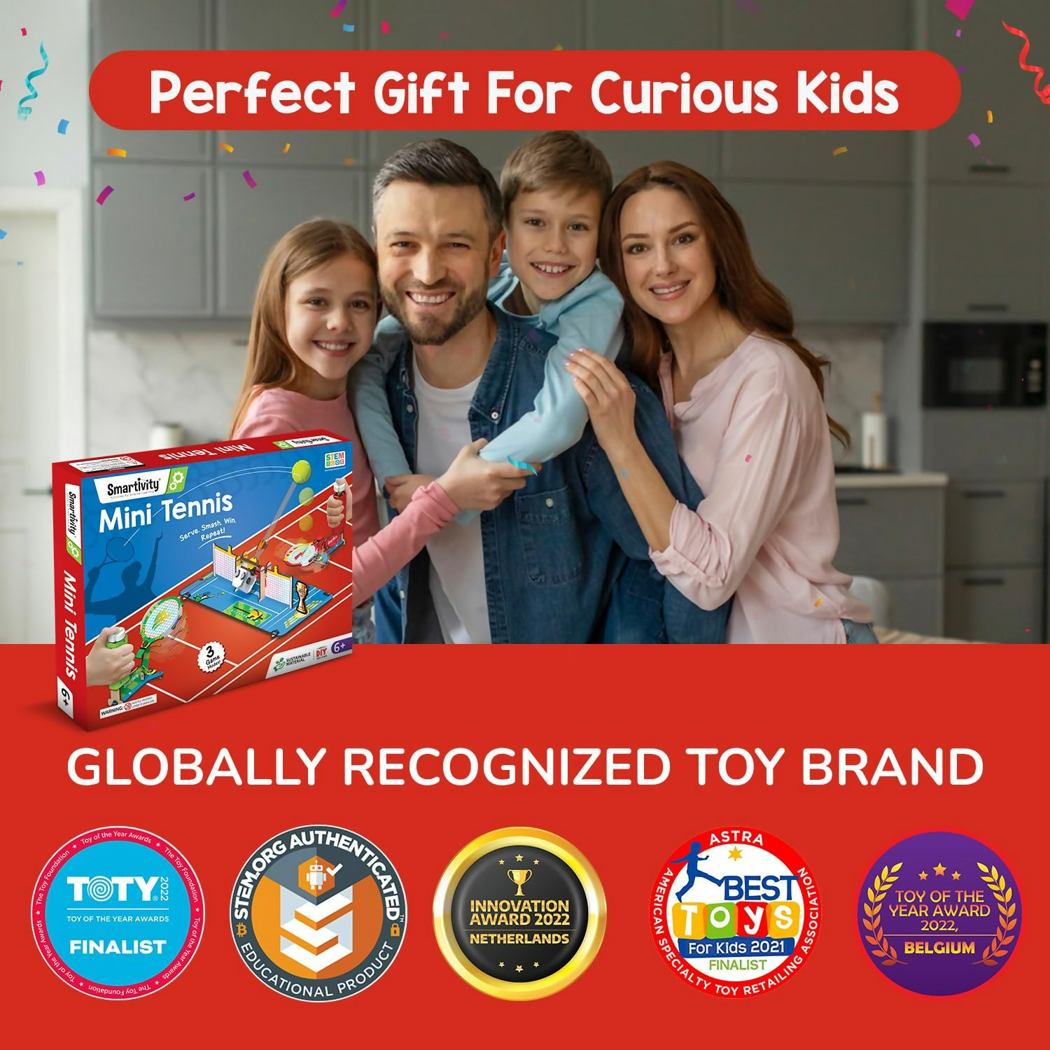 Smartivity Tabletop Tennis Game Kit For Kids 6 To 12, 2-Player Stem Toy With Mechanical Rackets & Scoreboard | Grab2Buy