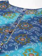 Yufta Blue Bandhani Kurta | Grab2Buy