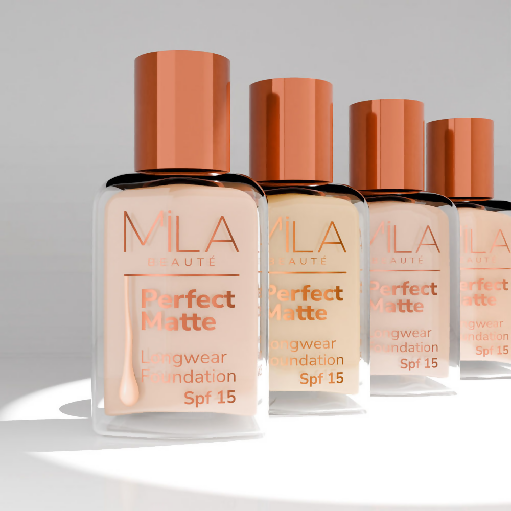 Mila Beaute Perfect Matte Longwear Foundation with SPF 15 & Oil Control Formula - Natural Beige
