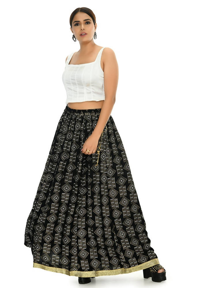 Mominos Fashion Moeza Cotton Black Printed Lehenga (Lancha) | Grab2Buy