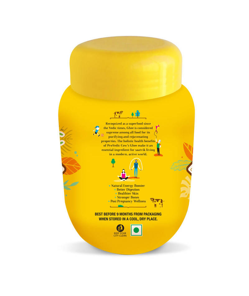 ProVedic Cow Ghee | Pure and Natural (1000ml Pet Jar) Cow Ghee for Good Digestion and Immunity | Made with Fresh Cow's Milk, Granular (Danedaar) Texture | Rich Taste and Aroma | Grab2Buy