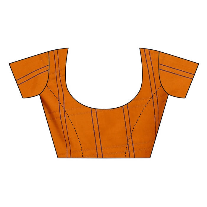 Vamika Orange Cotton Silk Weaving Saree (Rimi Checks Orange) | Grab2Buy