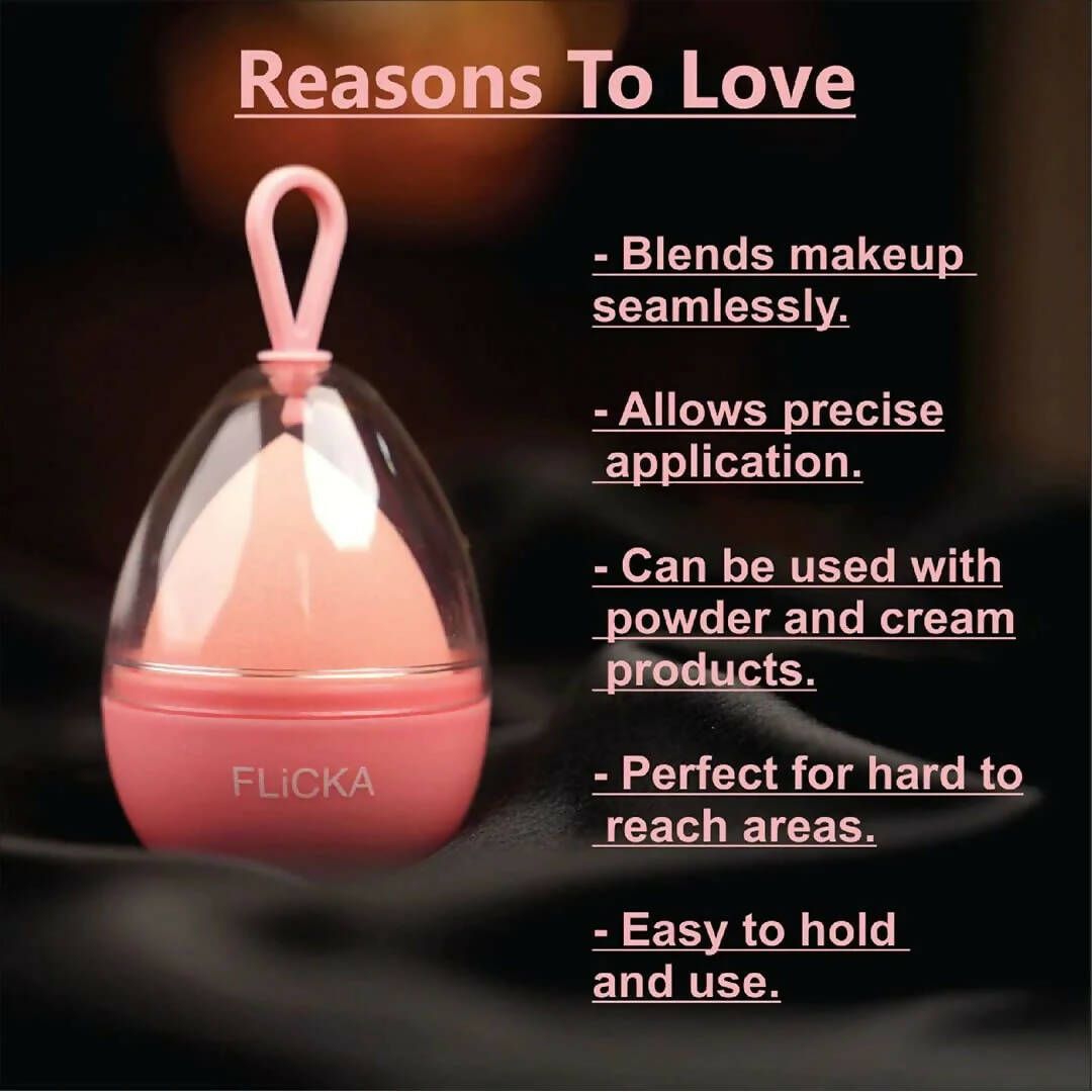 FLiCKA Beauty Blender with Case Pink (Makeup Sponge) | Grab2Buy