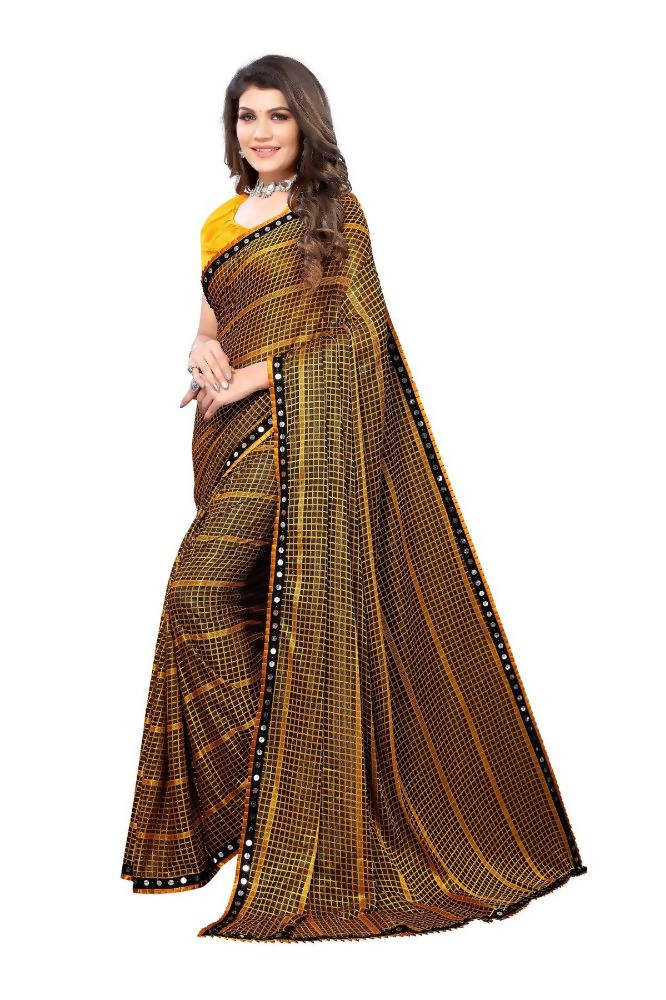Vamika Yellow Lycra Knitted Saree | Grab2Buy