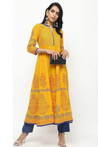 Cheera Front Contrast Butning And Beautiful Block Print Design Anarkali Kurta | Grab2Buy