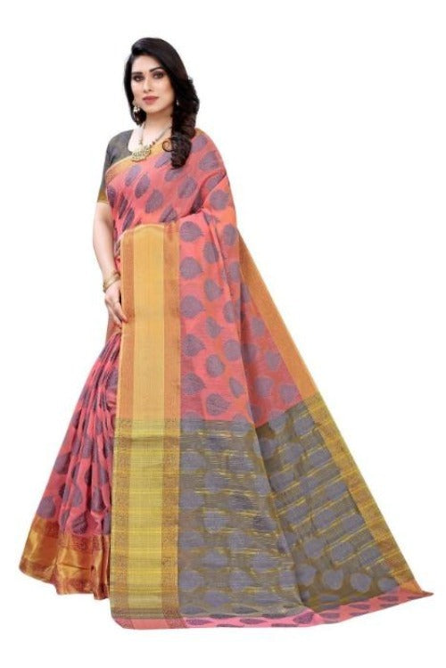 Vamika Pink Jari Work Cotton Silk Saree (RIDHIMA PINK) | Grab2Buy
