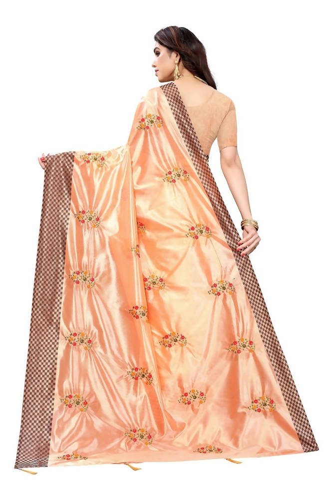 Vamika Orange Crepe Embroidery Saree (Nirali Orange) | Grab2Buy