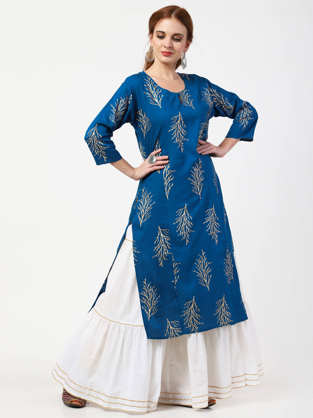 Cheera Kurta with Skirt & Embroidered Dupatta Set (CH111KSD) | Grab2Buy