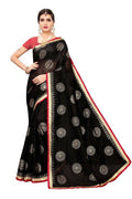 Vamika Chanderi Cotton Foil Print Black Saree (GOLDEN BIRD BLACK) | Grab2Buy