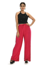 Mominos Fashion Moeza Reyon Cotton Red Color Sirsoki Work Palazzo | Grab2Buy