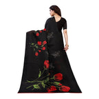 Vamika Printed Jute Silk Black Saree (Elisa Black) | Grab2Buy