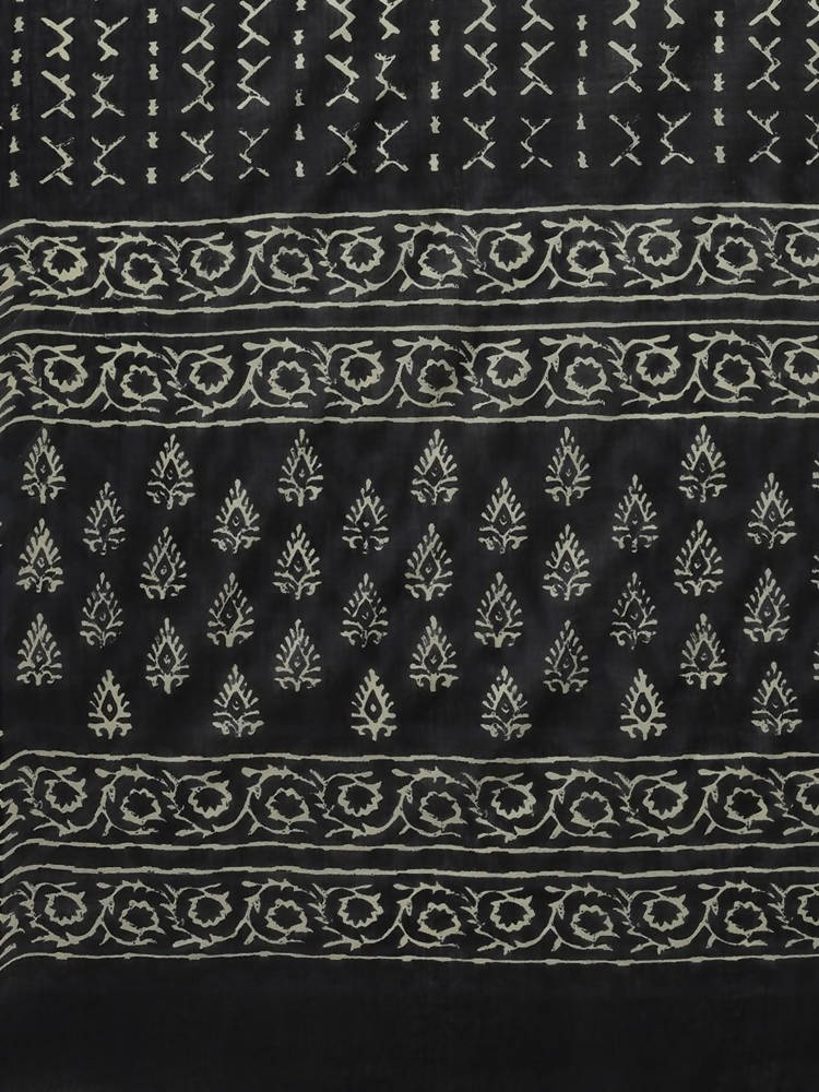 Yufta Women Black Ethnic Motifs Regular Mirror Work Pure Cotton Kurta with Trouser & With Dupatta | Grab2Buy
