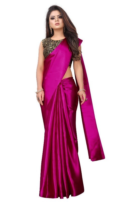 Vamika Pink Satin Designer Saree (PAVITRA RANI) | Grab2Buy
