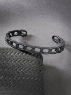 NVR Men's Black Rhodium-Plated Metal Cuff Bracelet