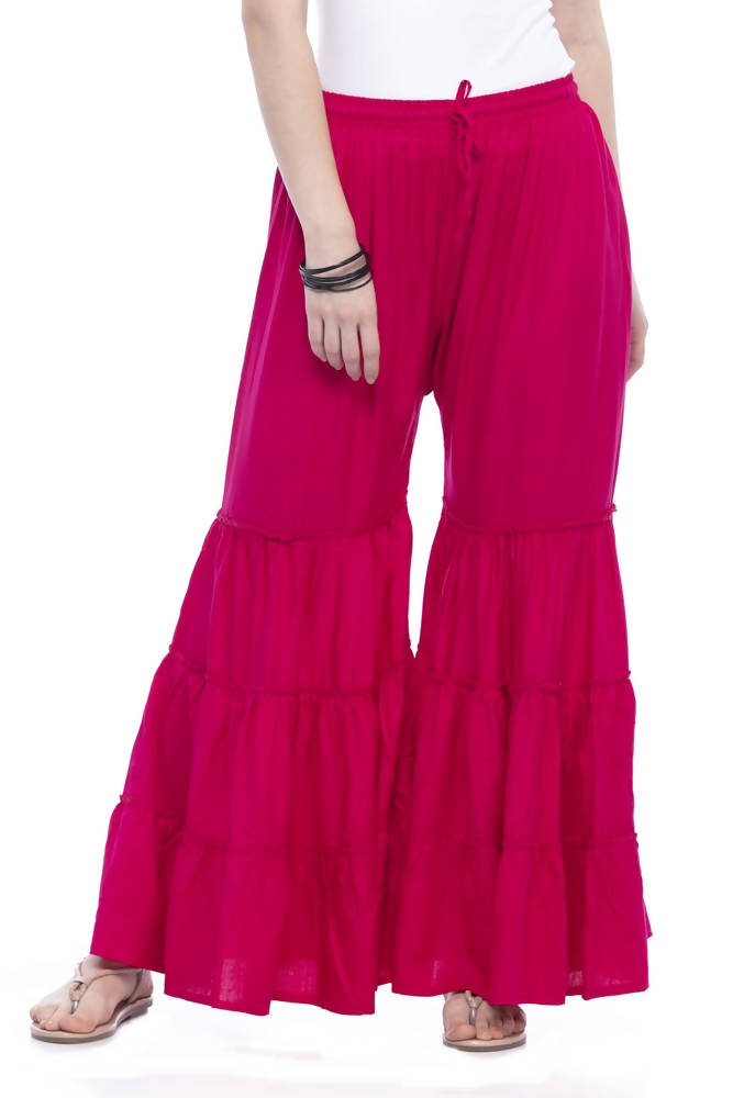 Mominos Fashion Reyon Cotton Magenta Palazzo | Grab2Buy