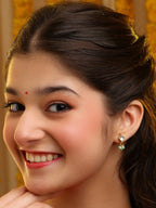 Ruby Raang Diamond Pearl Dangling Earrings | Grab2Buy