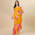 Women's Partywear Designer Yellow Georgette Fancy Saree - Dyuti | Grab2Buy