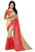 Vamika Red Georgette Printed Contemporary Saree (PADING RED) | Grab2Buy