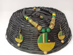 Terracotta Round Pendant Boho Style Medium Necklace Set With Hangings | Grab2Buy