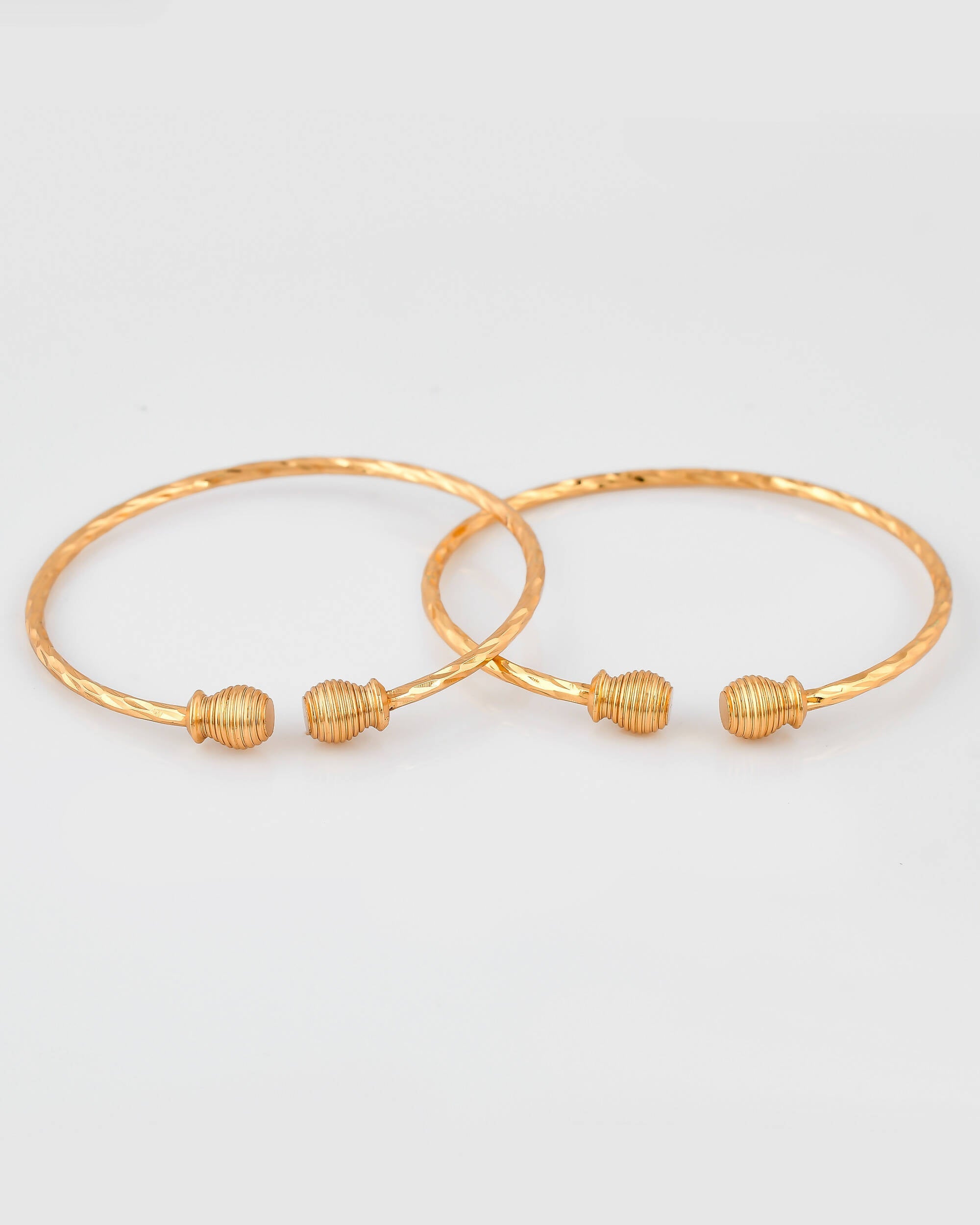 VOJ Stainless Steel Gold-Polished Bangle Set (Pack of 2) | Grab2Buy