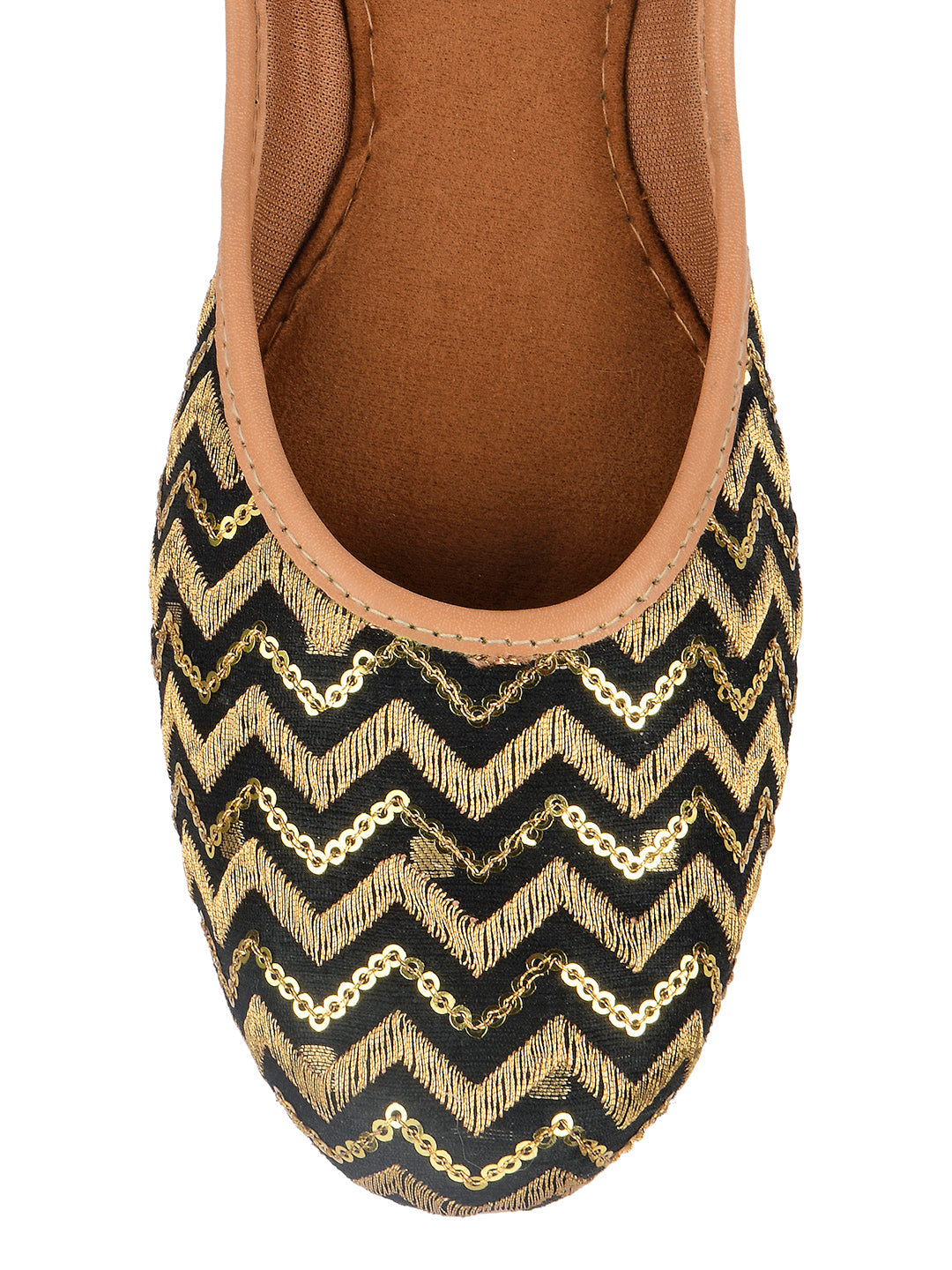 Desi Colour Women Indian Ethnic Footwear-Black Chevron | Grab2Buy
