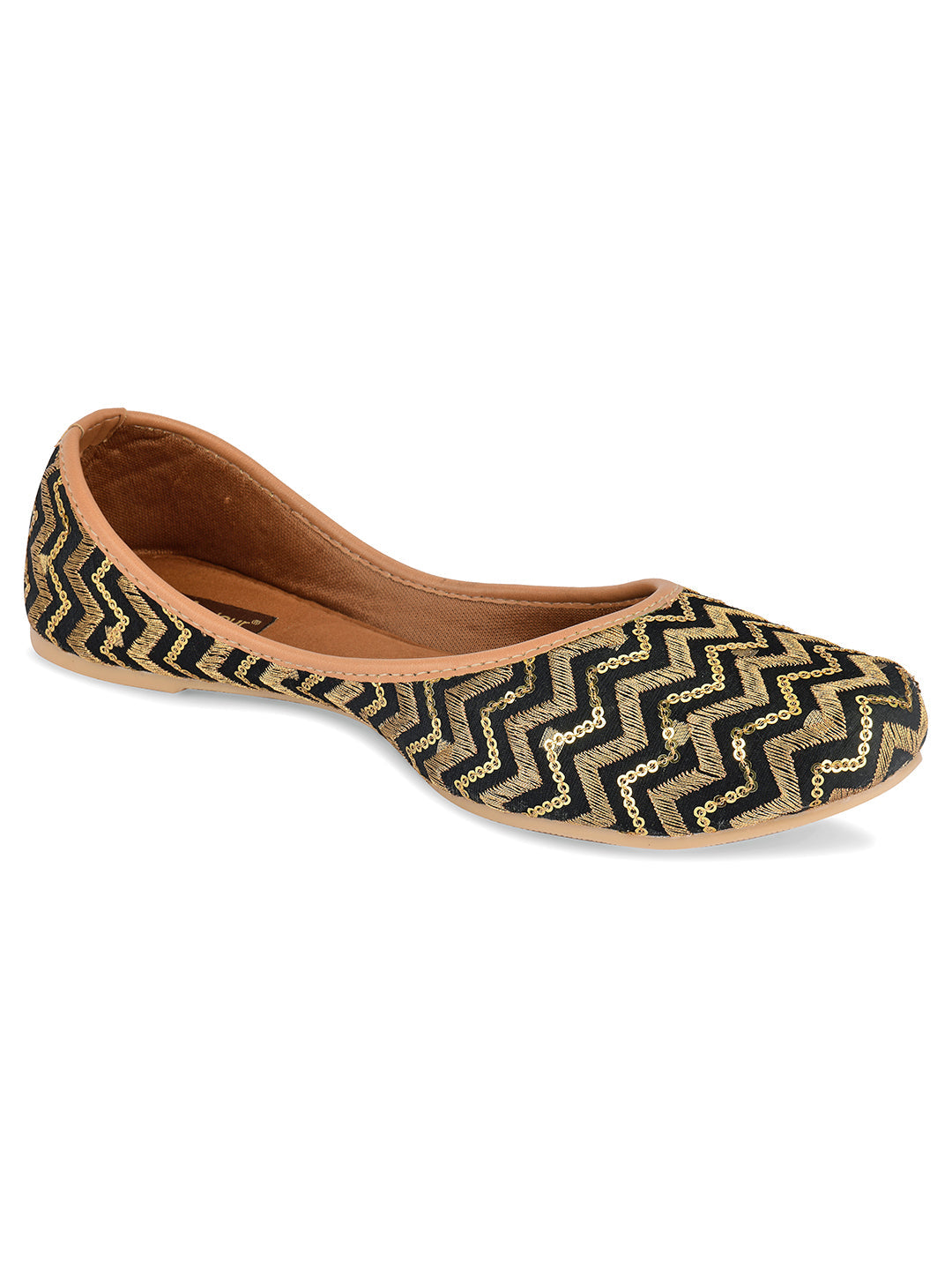 Desi Colour Women Indian Ethnic Footwear-Black Chevron | Grab2Buy