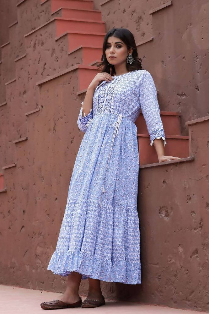 Yufta Blue Printed Dress | Grab2Buy