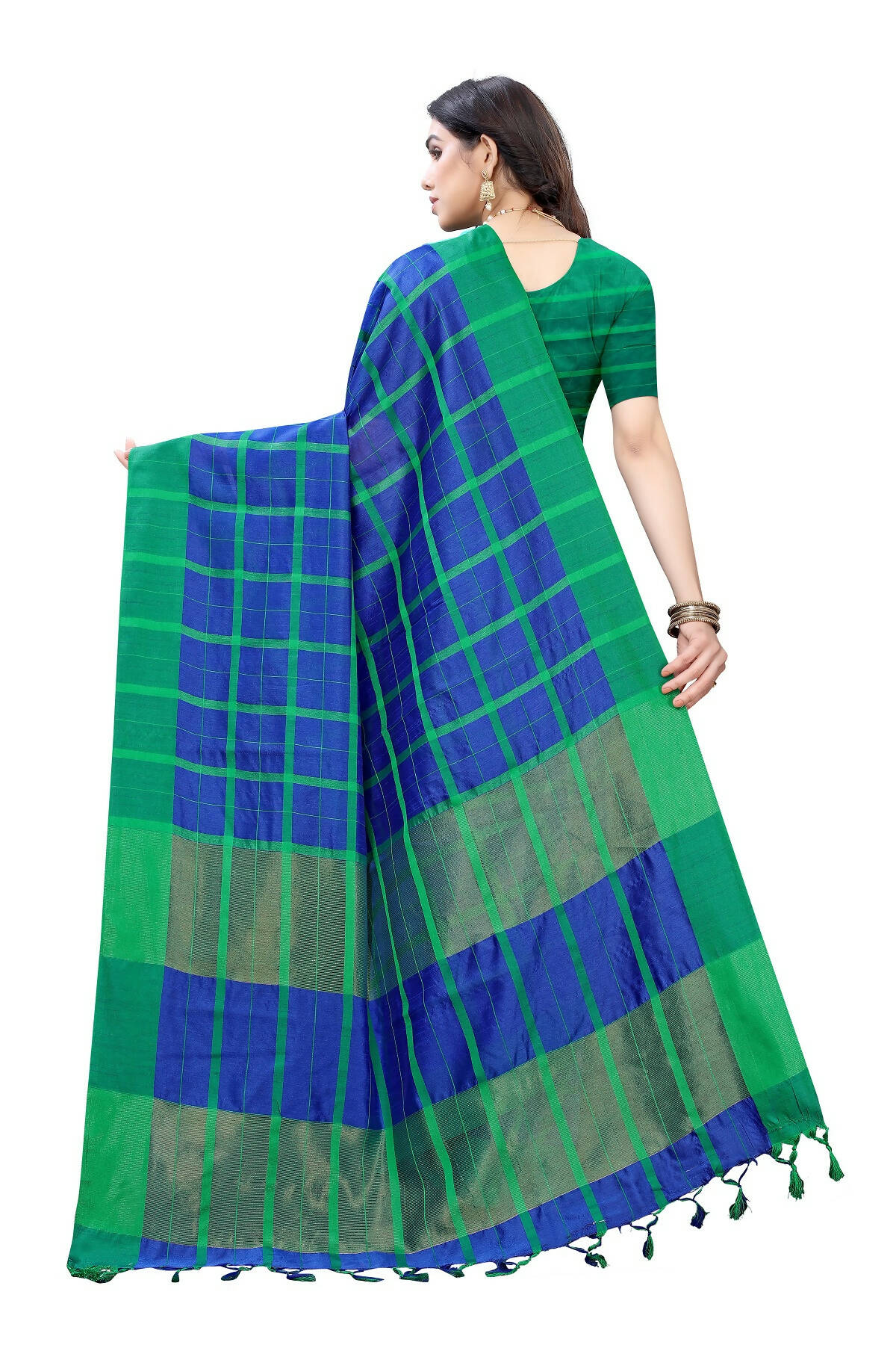 Vamika Navy Cotton Silk Weaving Saree (SATURN NAVY) | Grab2Buy